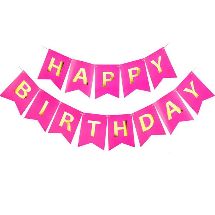 Birthday Party Decoration Bronzing Dovetail Flag Happy Birthday Birthday Flag Banner Bunting Custom