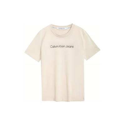 Calvin Klein Solid Color Letter Print Round Neck Short Sleeve T-Shirt Unisex Tops Off-White J320931-ACF