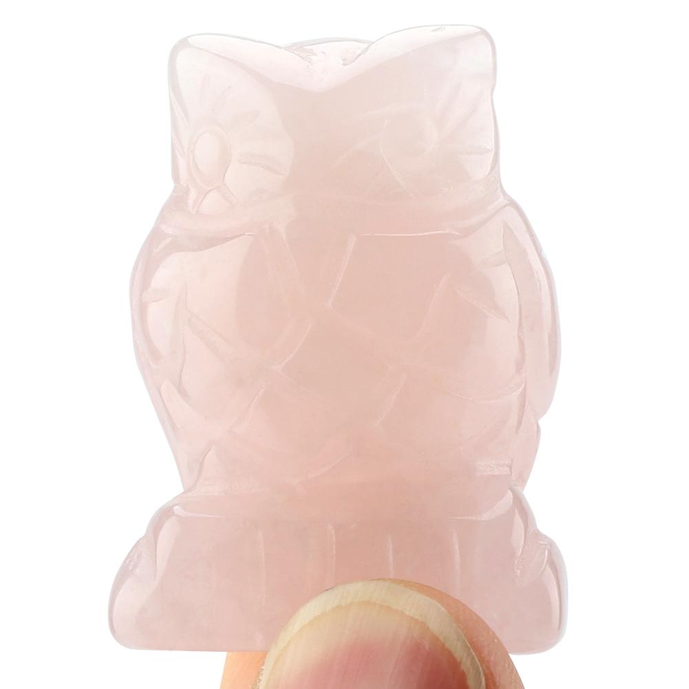 Rose Quartz Carved Owl shaped Decor Pink Crystal Healing Stone Gemstone Decoration