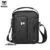 Cowhide men's single shoulder crossbody bag is breathable, wear-resistant, anti-theft, and can be stored with anti-theft brush