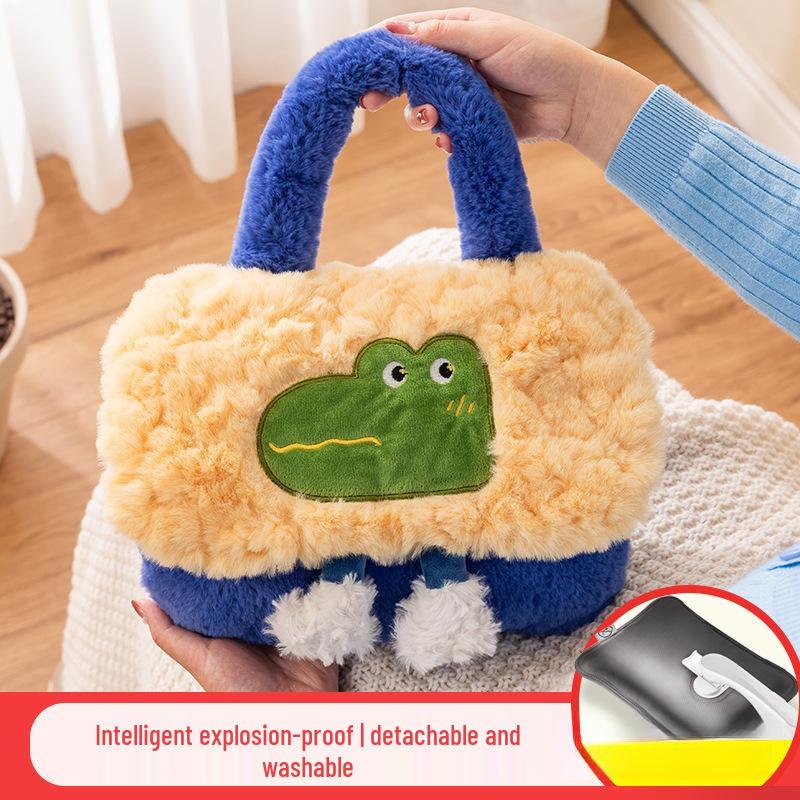 Rechargeable Plush Hot Water Bottle Hand Warmer - Cute Explosion-Proof Design for Baby Girls, Winter Use.