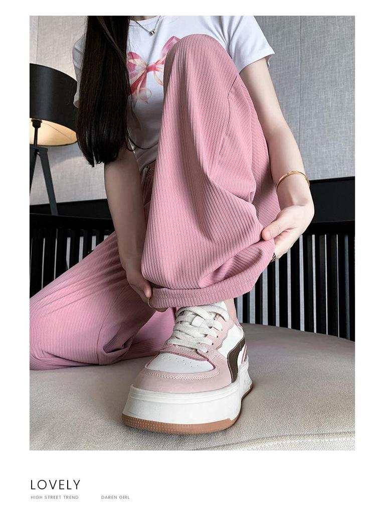 2024 Spring/Summer Maternity Wide-Leg Drawstring Pants - Long, Straight-Leg, No Belly Support, Casual Fit