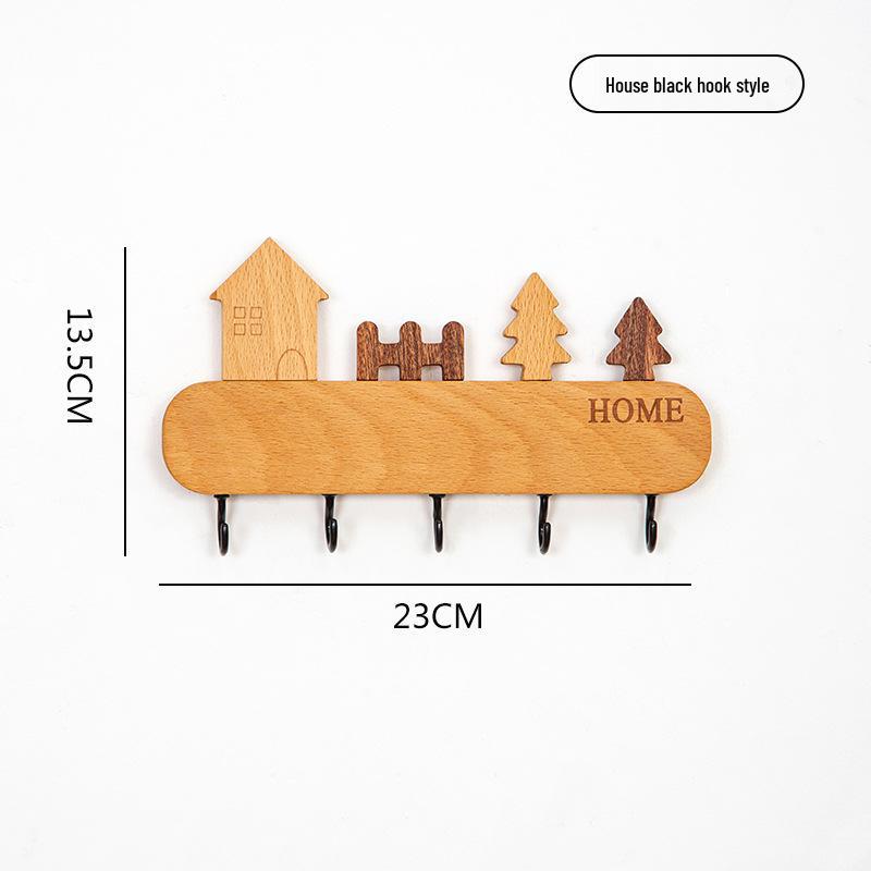 Nordic Key Hook: No-Drill Wall-Mounted Beech Wood Hallway Decoration and Storage Rack