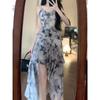 Irregular Style Dress Women's Summer New Long Dress Temperament Waist Floral Suspender Skirt