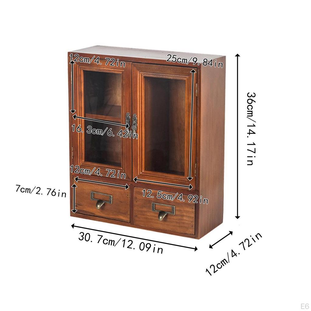 Wooden Storage Cabinet Cosmetic Box Multifunction Makeup Shelf Rack with Compartments Desk Organizer
