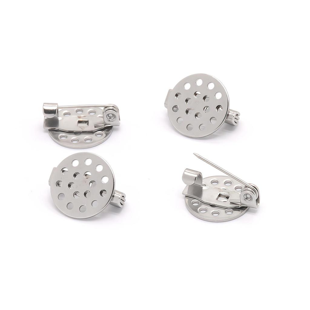 Round Hole Tray Brooch - 304 Stainless Steel DIY Jewelry Pin Base