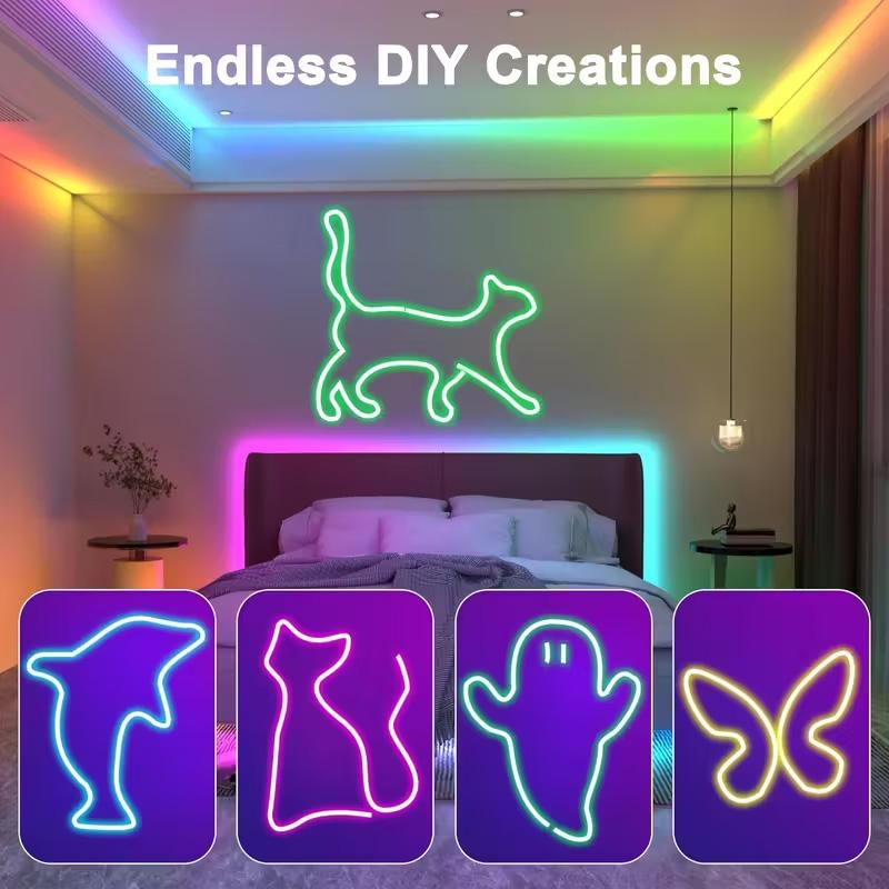 Single-Color RGB Neon LED Strip USB DC5V 24-Key Remote Control,Color Changing,Holiday Gift,Party Atmosphere Light,Festival Decor