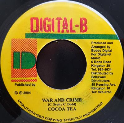 7inch Record COCOA TEA - War And Crime NONE Digital-B 2004 Jamaica Reggae, Ska & Dub Used