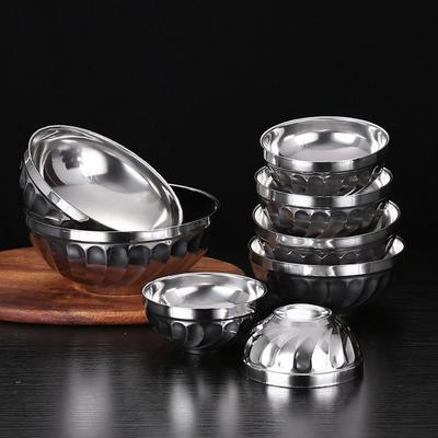 Tableware Double-layer Stainless Steel Bowl Anti Scalding Fell -resistant Soup Bowl Korean Style Durable Canteen Bowl Children