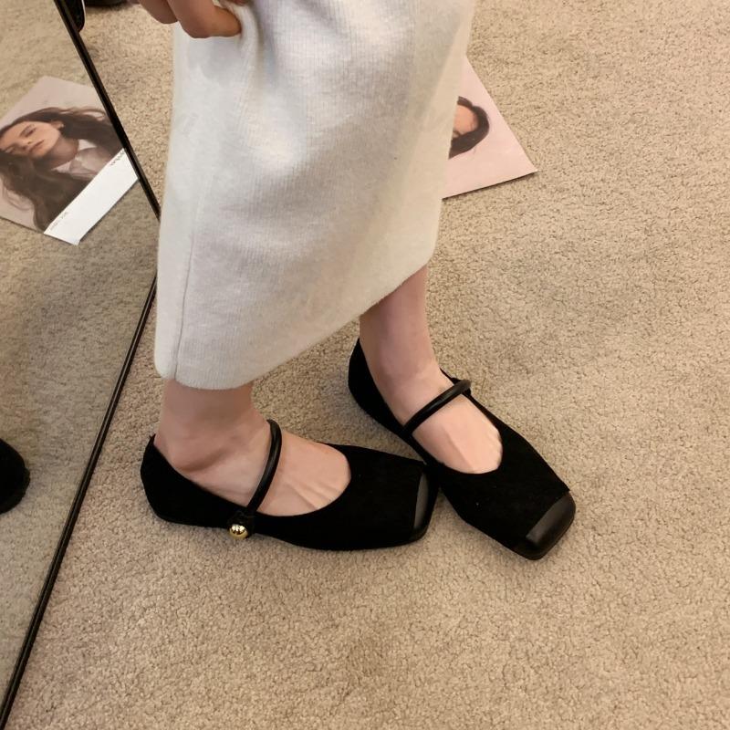 Fashion Women Mary Jane Shoes Fashion Leopard Square Toe Shoes Vintage Slip On 2025 Spring Autumn Soft Sole Suede Ballet Flat Shoes