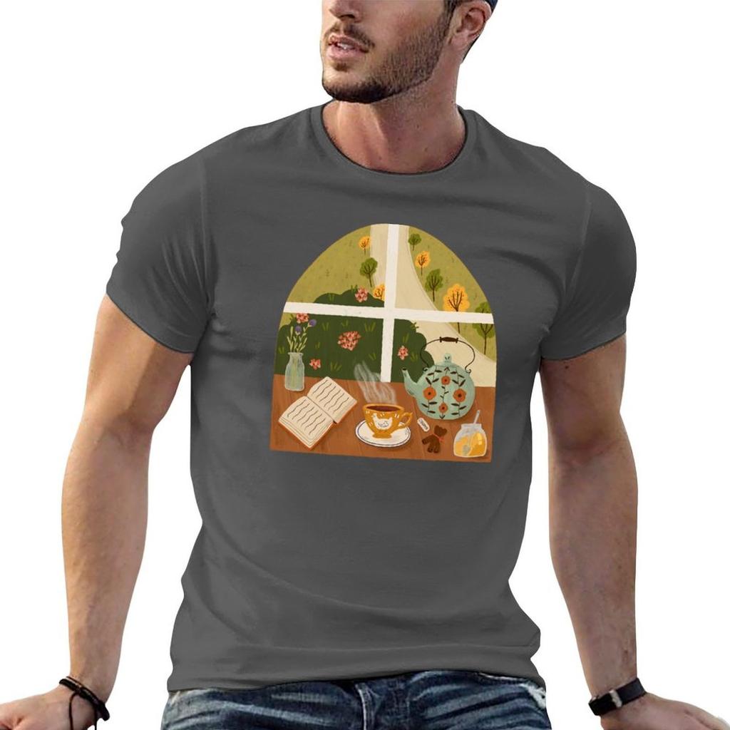 Tea Time By The Window Tshirt Basic Short Sleeve Tshirt For Unisex