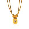 Diamond Inlaid Heart Pendant Titanium Steel Necklace Premium Sweater Chain Tarnish Free 18K Gold Clavicle Chain Jewelry