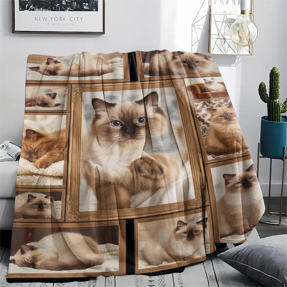 Kitten Sloth Lion Wolf Frame Print Flannel Blanket,High Quality Comfortable for All Seasons,Home Decor,Warmth and Comfort,Perfect for Christmas Gifts