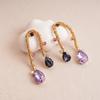 European and American diamond-set metal wind splicing flower earrings light luxury high-end earrings fashionable versatile personalized earrings