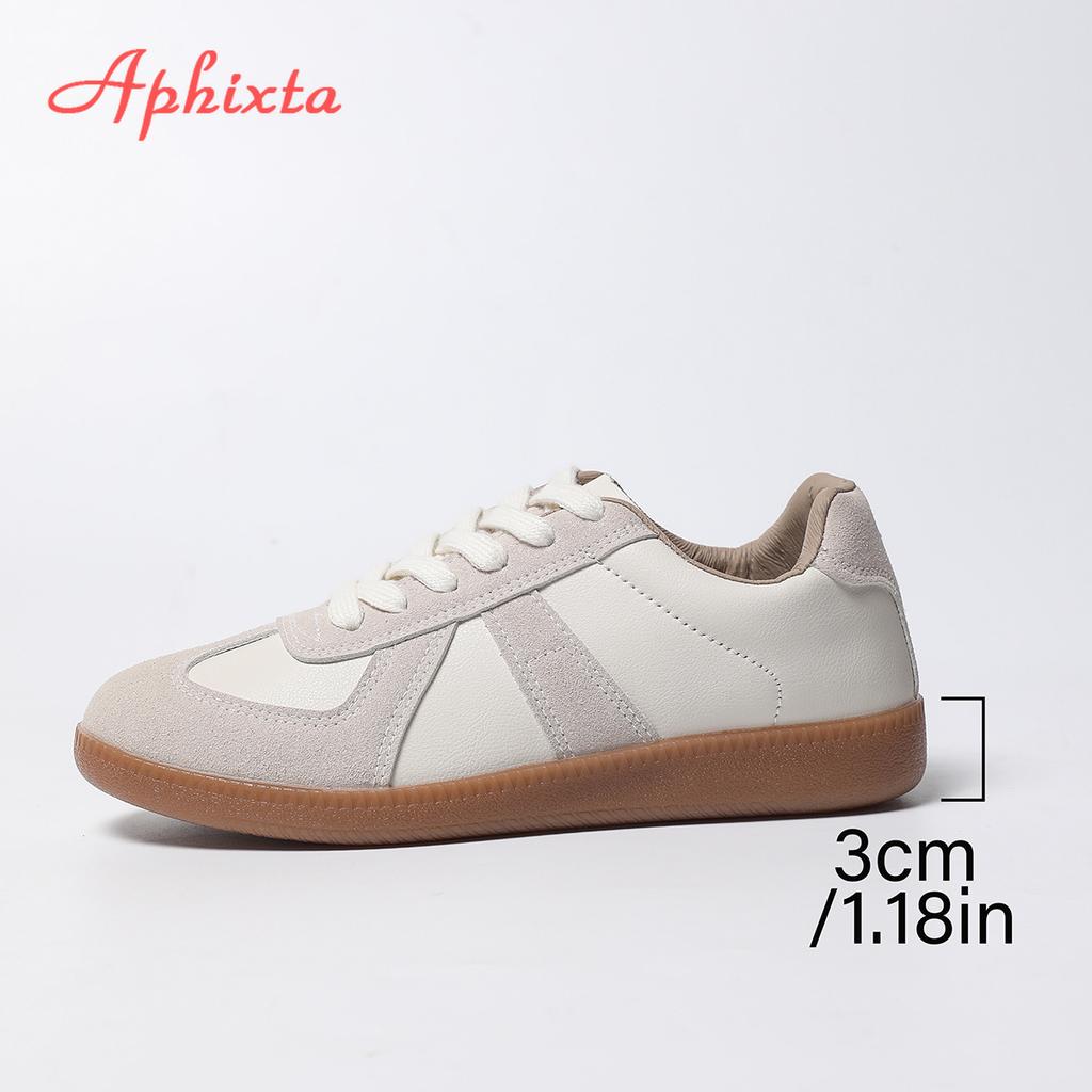 Fashion Aphixta 2025 Classic Woman Casual Shoes Beige Lace Up White Shoes Light Weight School Student Shoes Big Size 44 Sport Footwear