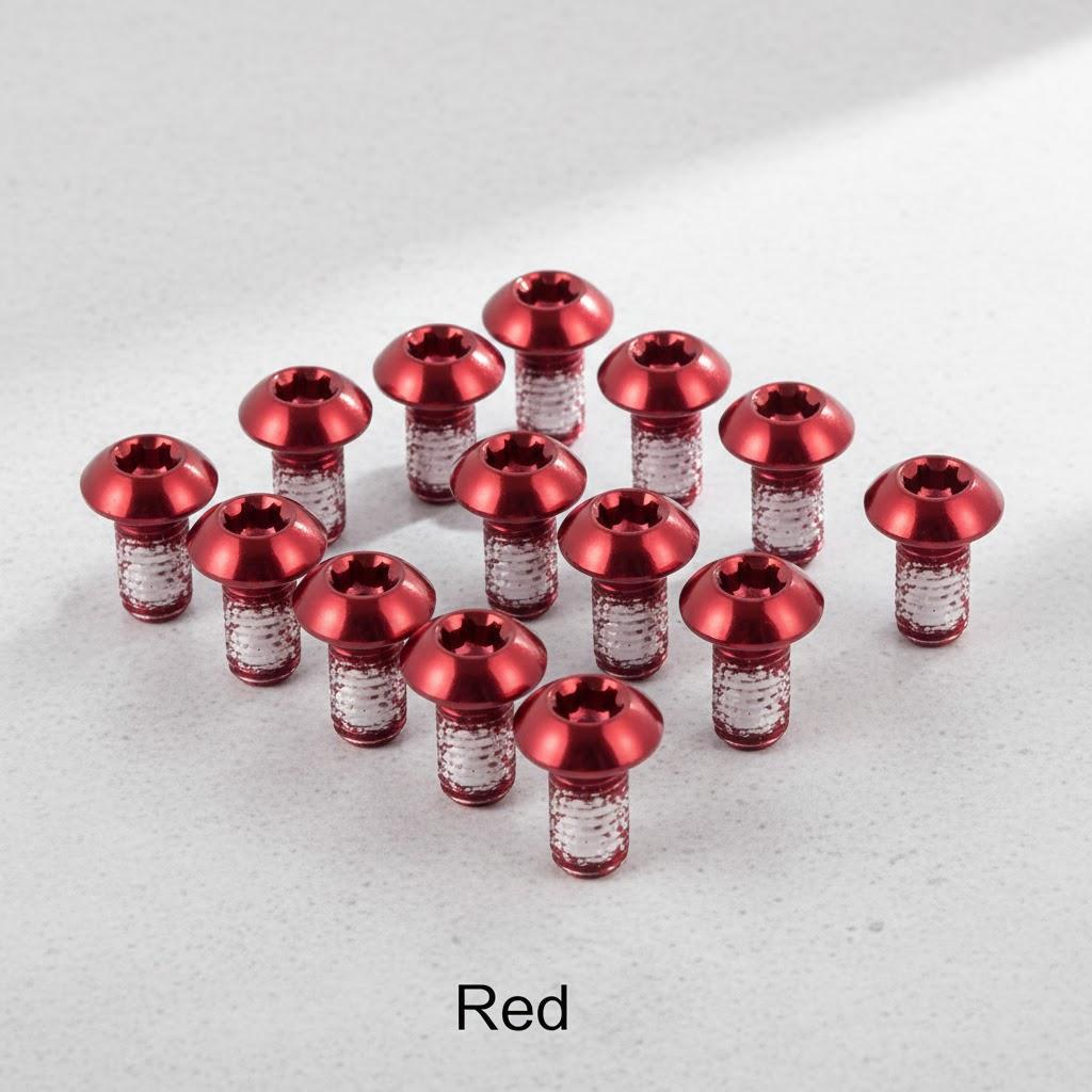

12pcs T25 Torx M5x10mm Stainless Steel Disc Brake Rotor Bolts High Strength Bicycle Cycling Upgrade Parts червоний
