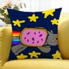 cute Rainbow Alien Nyan Cat    Various Sizes Square Pillow Case For Car Home Bedchamber Decor