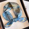British style spring autumn winter men's and women's silk small square scarf plaid brown small silk scarf mulberry silk scarf