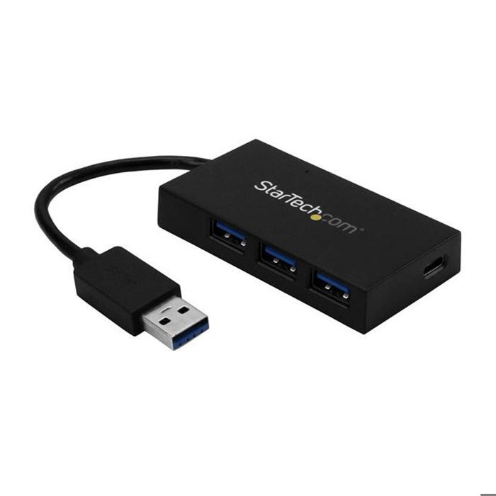 Hub USB 3.0 - STARTECH - 4 porturi - 3x USB-A și 1x USB-C - Încărcare și sincronizare - Negru
