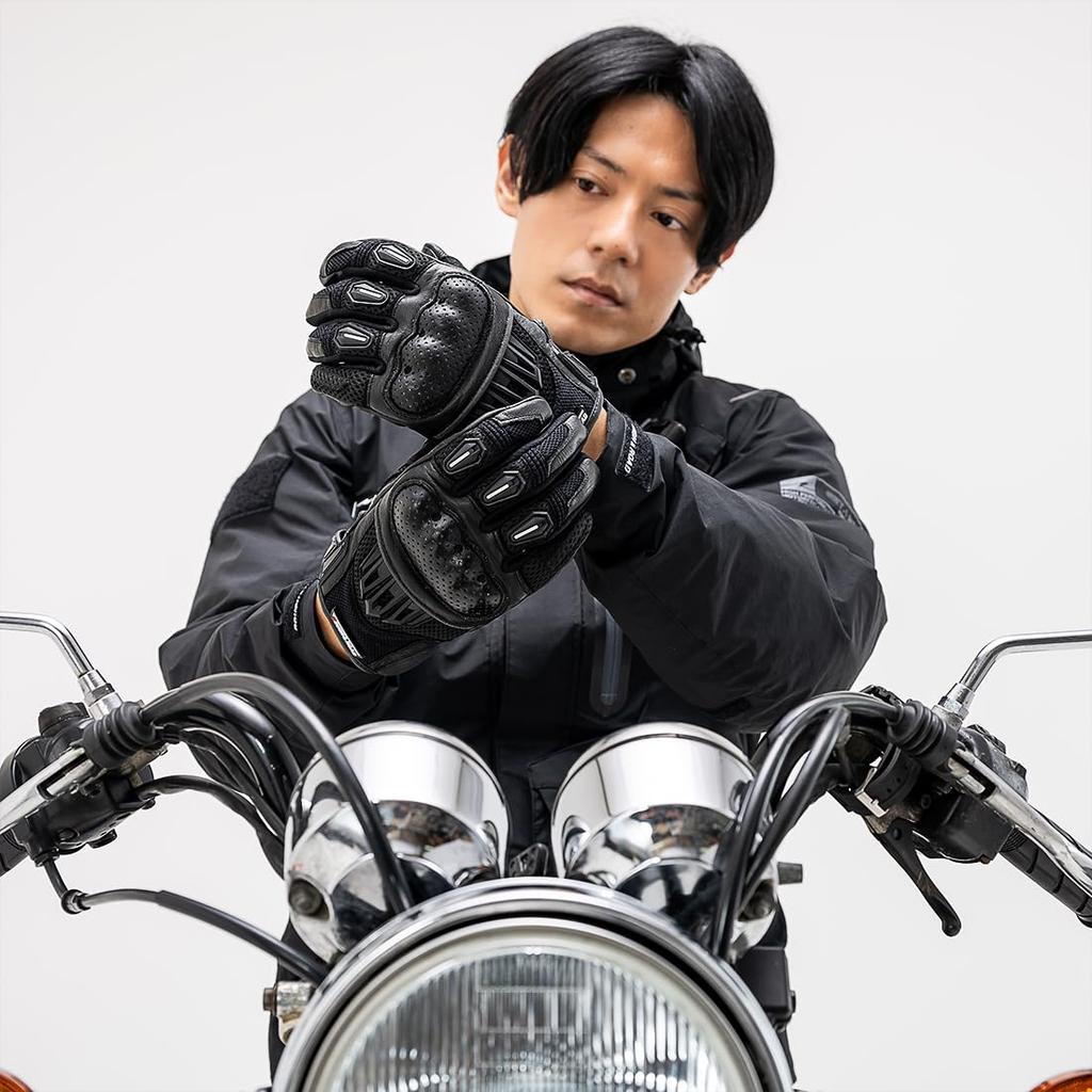 ROUGH ROAD Motorcycle Protective & Air-Through Gloves, Black/Cyan, L, RR8425BK/CY3