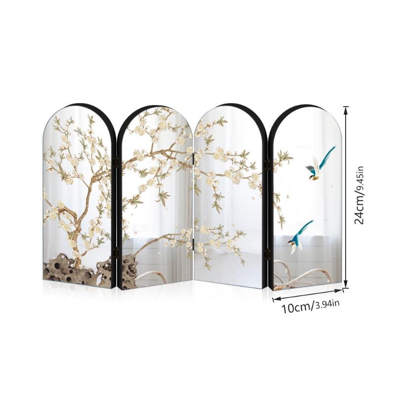 

Chinese Style Printed Mirror Mini Screen Ornament Creative Desktop Decoration Living Room TV Cabinet Art Display Stand
