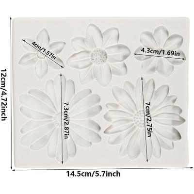 Flower Blossoms Silicone Mold Daisy Chrysanthemum Flower Fondant Mold for Cake Decoration Chocolate Cupcake Topper Candy Sugar Craft Polymer Clay Gum