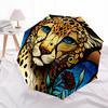 1PC Cheetah StainedGlass Automatic Folding Umbrella - Compact 8-Rib Design, Durable Plastic & Iron, Lightweight for Outdoor Daily Use, Festive Gift046