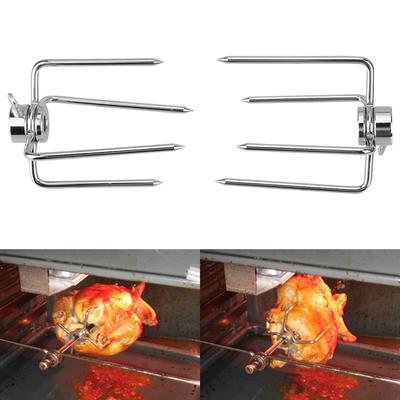 Drehspieß Fleischgabel BBQ Werkzeug Drehspieß BBQ Gabeln 2 Stück/Set Holzkohle Hähnchengrill Küchenwerkzeuge Edelstahl BBQ Gabeln