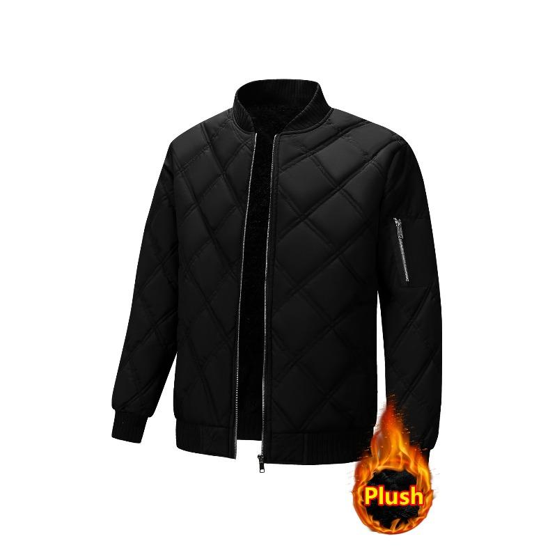 

Men s cotton clothes new winter stand-up collar velvet thickened warm cotton-padded clothes rhombus plaid jacket men 5XL чёрный