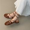 Fashion Bailamos Autumn Women Sandals Fashion Close Toe Lace Up Ladies Elegant Sandals Soft Flats Outdoor Dress Slingback Shoes
