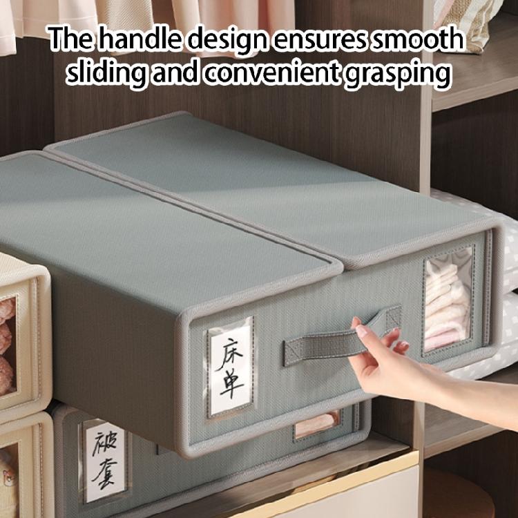 Sheet Set Storage Case with Front Handle, Viewing Window and Shelf Friendly Shape for Closet Bedding Storage Box
