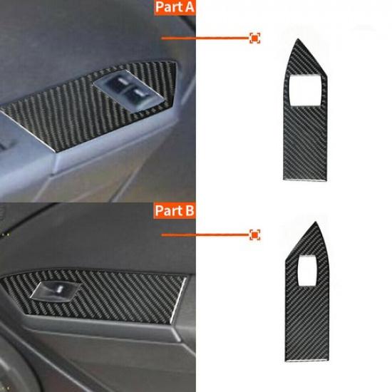 Carbon Fiber Interior Window Lift Switch Cover Trim For Ford Mustang 2005-2009~~