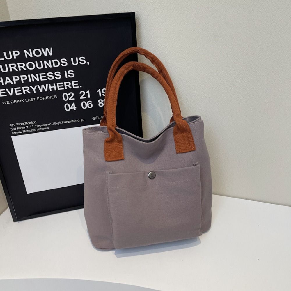 Multiple Pockets Canvas Shoulder Bag Solid Color Women Handbag Casual Oxford Tote Bag Outdoor