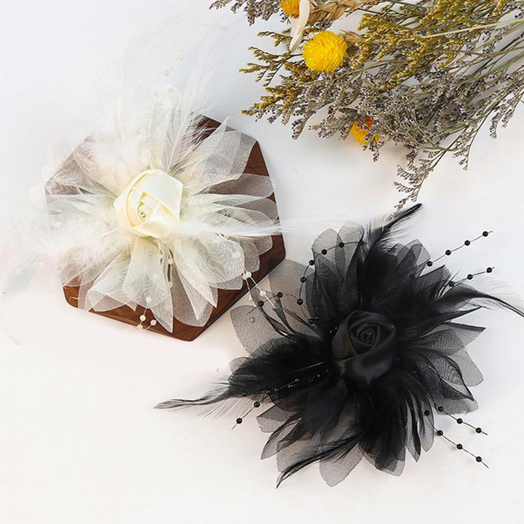 Feathered Organza Rose Flower Appliques Silk Flower Craft Project Making Materials 3D Flower Patches Sewing On Applique