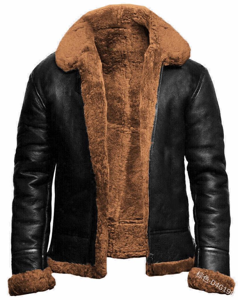 New Arrival Men's Mid-Length Shearling Suede Jacket - Thick Fur, European & American Street Style
