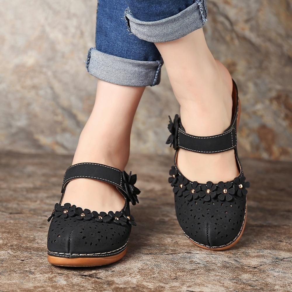 Women's Fashion Vintage Shoes Casual Sandals Summer Beach Sandals Flat Shoes Leisure Slippers Plus Size 35-43