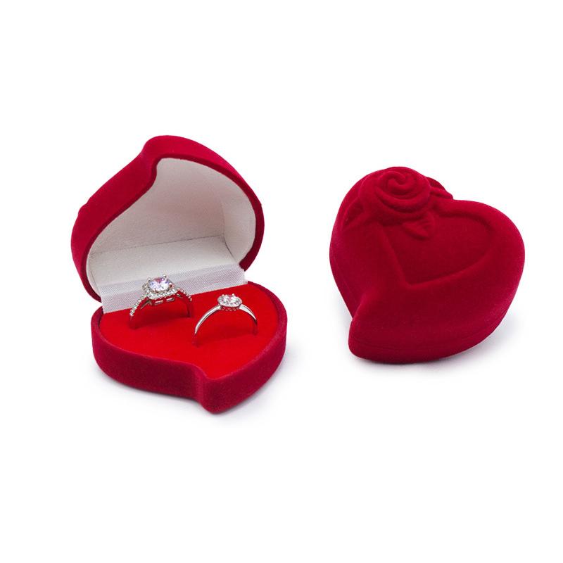 Luxury Heart-Shaped Wedding Ring Box Jewelry Display Storage Box Engagement Rose Flower Design Ring Box Couple Gifts Box