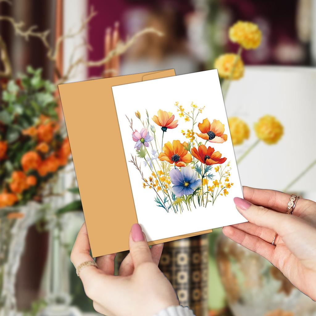 12pcs Watercolor Wildflower Thank You Cards Set with Envelopes, Greeting Cards with Messages for Birthdays, Invitations & Gifts