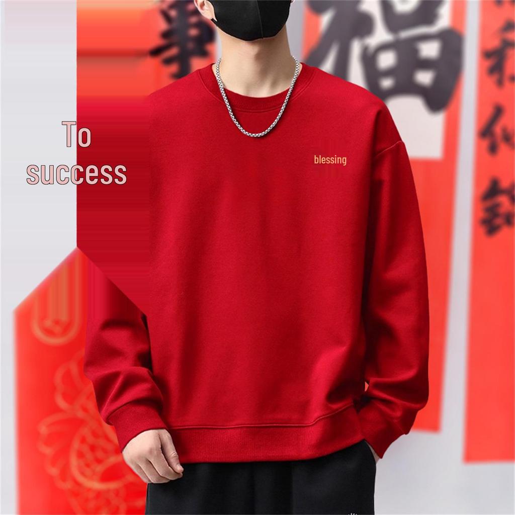 Schweres Herren-Sweatshirt mit Rundhalsausschnitt – Trendiger Pullover im Hongkong-Stil für Frühling und Herbst.