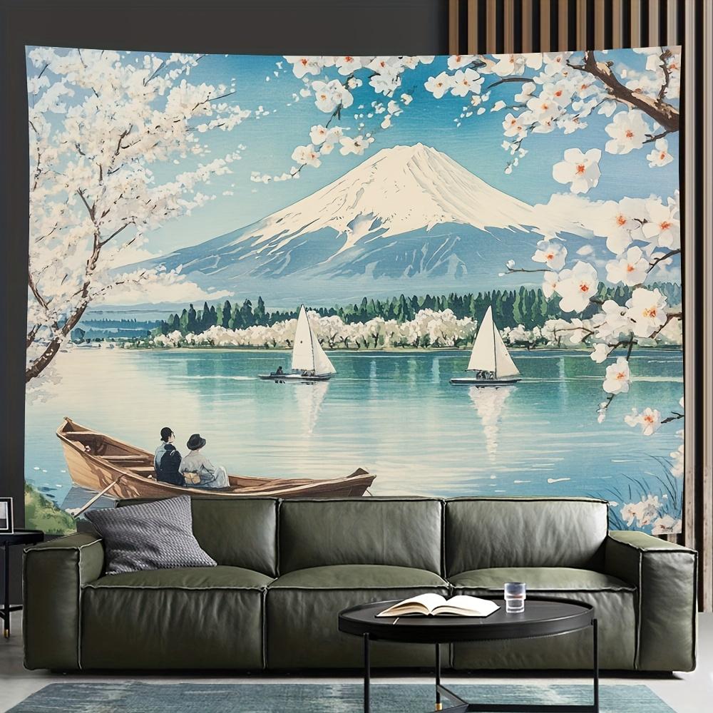 

Mount Fuji Sailing Ship Digital printing polyester wall hanging tapestry decorative Living room bedrooms Office background gift 74x94cm(29x37in)
