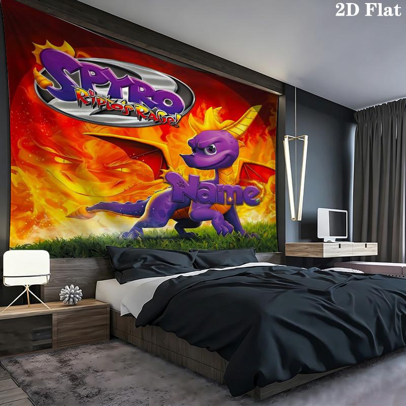Dragon Quest Custom Name Wall Tapestry Aesthetic Wall Hanging Printed Fabric Blanket Decorative Tapestries For Bedroom Living Room Home Decor