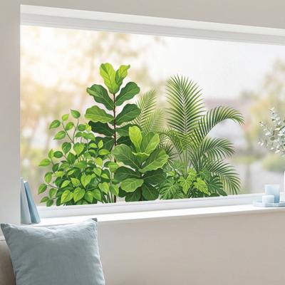 Adesivo Colorato Floreale Primaverile per Finestra, Statico Biadesivo per Vetro, Effetto Vetro Colorato Fiori Farfalle Decalcomania per Finestra per Cucina Camera da Letto