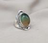 Fluorite Sterling Silver Ring: Green-Gold Crystal, Boho Healing Jewelry