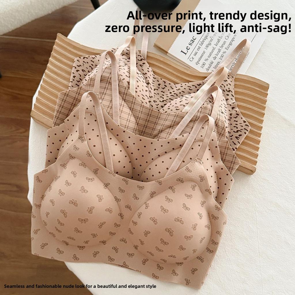 Ladies Spring and Summer Thin New Small Breast Gathers No Steel Ring Anti Light No Trace Beauty Back Underwear
