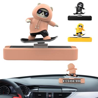 Dashboard Car Ornaments Magnetic Parking Number Plate Skateboard Bear Creative Moving Bear Car Automatic Sliding Bear