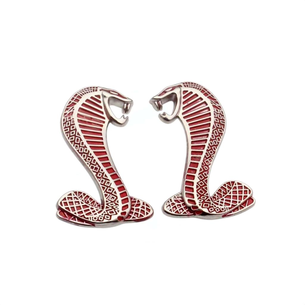 2Pcs 3D Metal Cobra Logo 3D Car Side Fender Emblem Badge Sticker Motorcycle Personalized Modification for All Models Decoration Car Accessories
