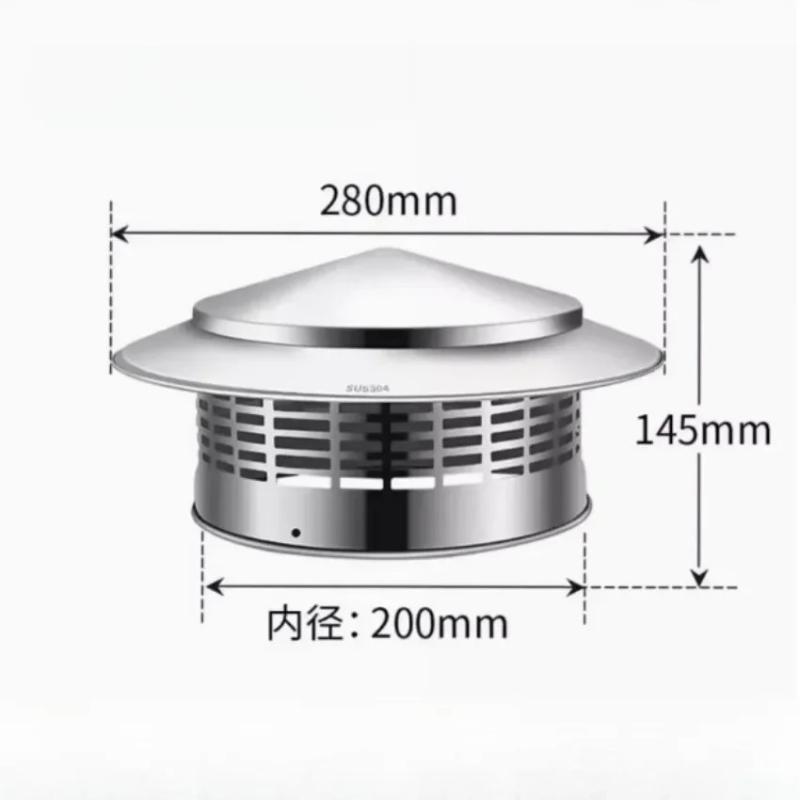 Stainless Steel Ultralight Chimney Rain Cap - 75/110/160/200mm for Exterior Wall Roof Pipe Air Exhaust Vent Hood