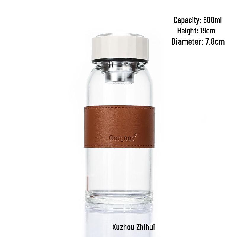 

OLOEY Double-Layer Glass Cup with Leather Sleeve