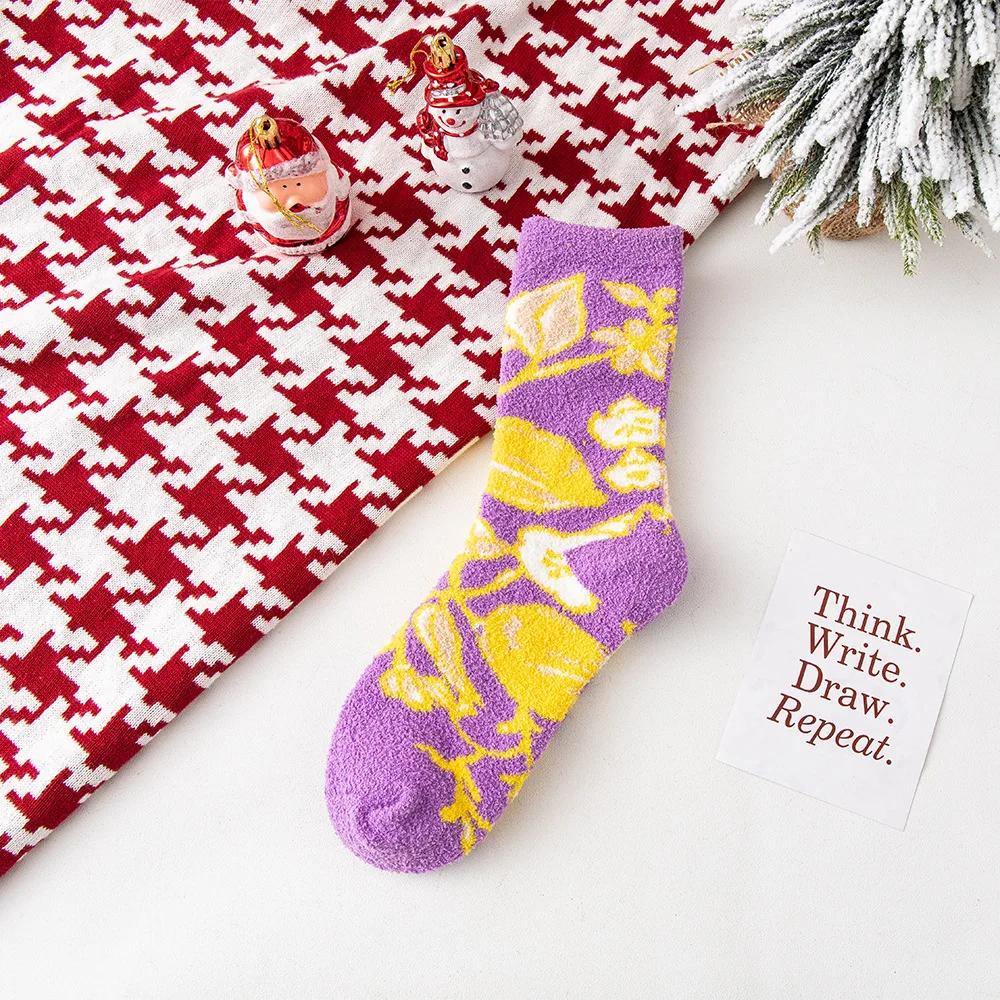 Autumn and Winter Plush Christmas Socks Cute Coral Fleece Sleeping Home Warm Floor Socks