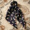 Laço de Cabelo Feminino Estampa Floral Fita Longa Tecido Chiffon Corda de Cabelo Coque Penteados Semi-Presos Prendedor de Rabo de Cavalo Acessório de Cabelo